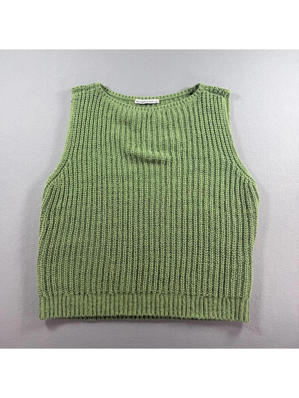 Abercrombie & Fitch Women's Large Green Knit Tank Top Sweater